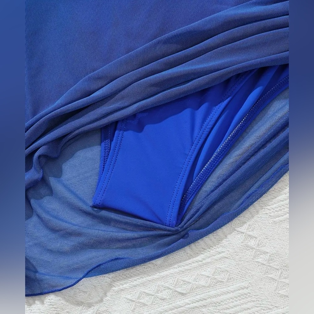 Elegant Blue Women's Swim Dress - Picture 9 of 12